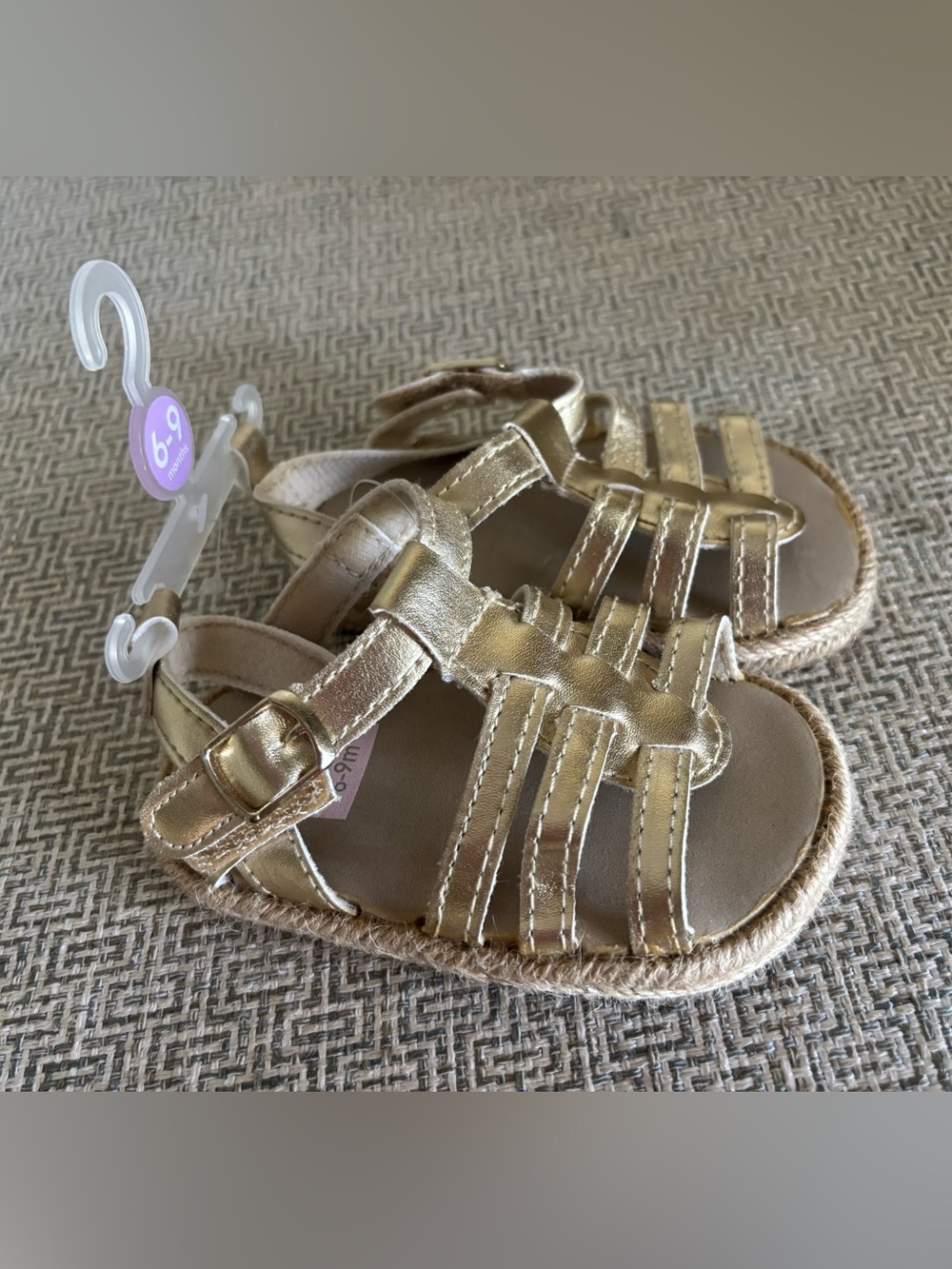 NWT Carter's Baby Girl Metallic Gold Espadrille Fisherman Sandals 6-9 month